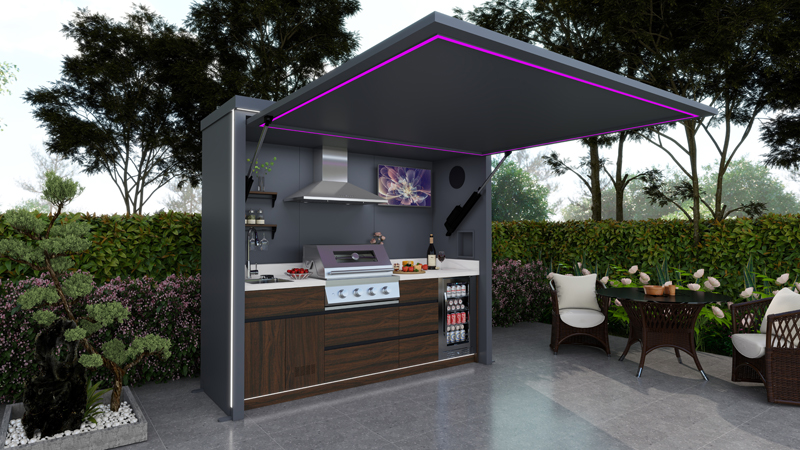 Cocina de exterior cerrada Modelo LYRA GRIS